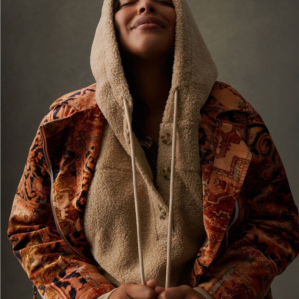 Current Air x Anthropologie Callan TEDDY Sherpa Hoodie